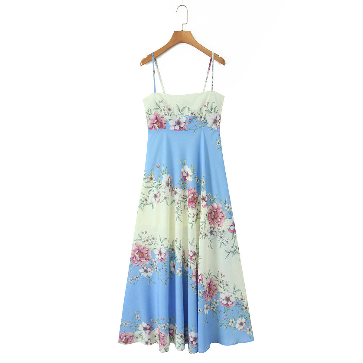 Boho Slip Sundress in Blue Mint Gradient with Blossom Print