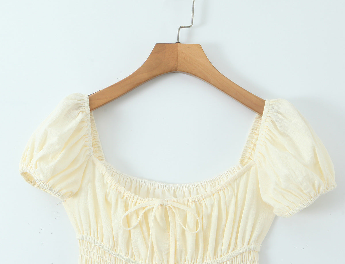 Boho Princess Cream Puff Sleeve Smocked Maxi Dress