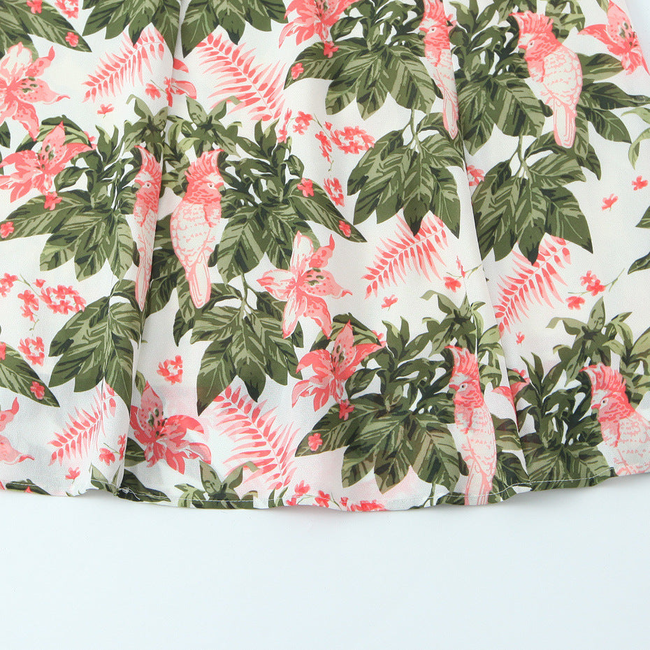 Boho Tie-Shoulder Sundress in White Lily Blossom Print