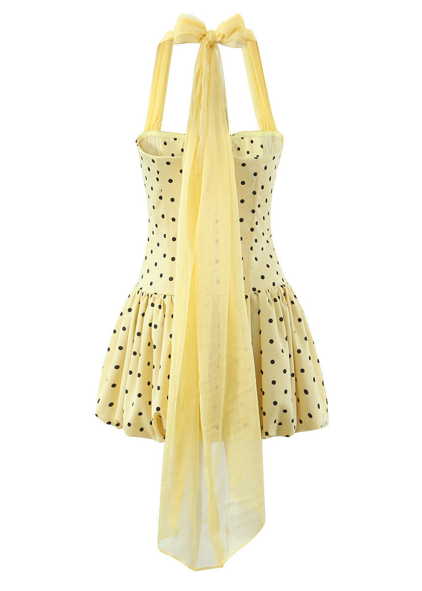 Romantic Boho Sweetheart High-Low Sundress with Bow Tie