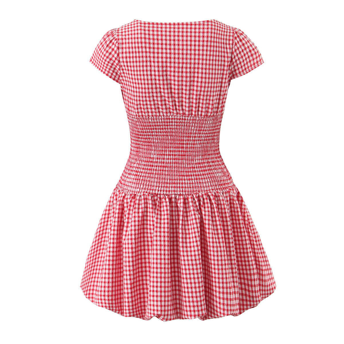 Boho Shirred Bow-Front Sundress in Classic Check