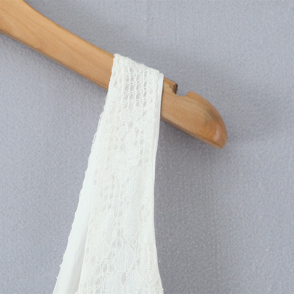 Romantic Boho Button-Front Sundress with Sweetheart Bow Lace Mini