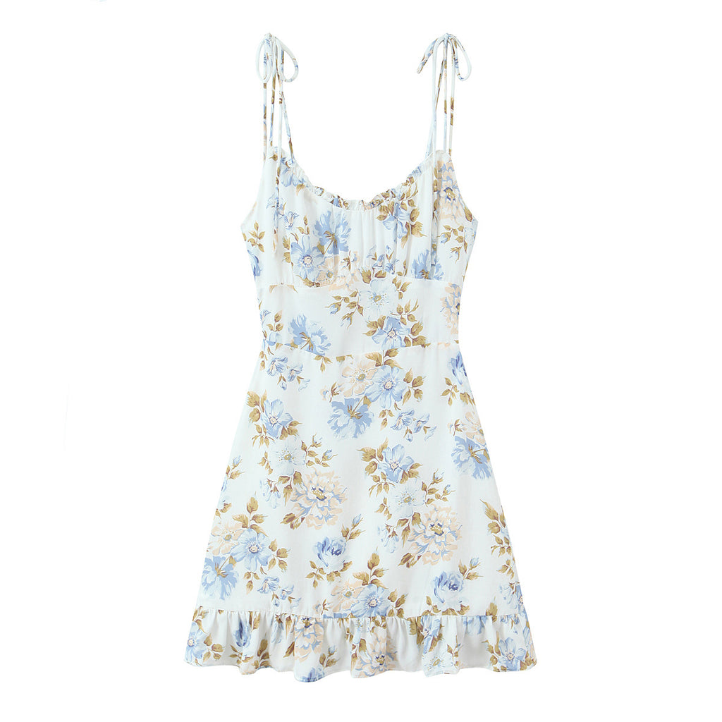 Boho Floral Fairy Sundress in White with Blossom Print