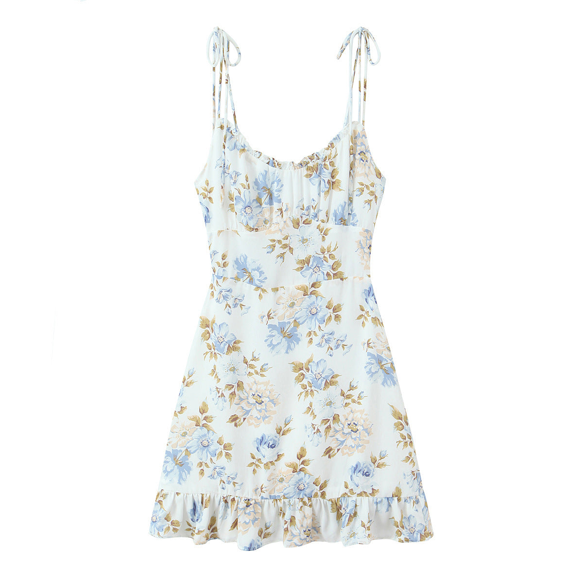 Boho Floral Fairy Sundress in White with Blossom Print