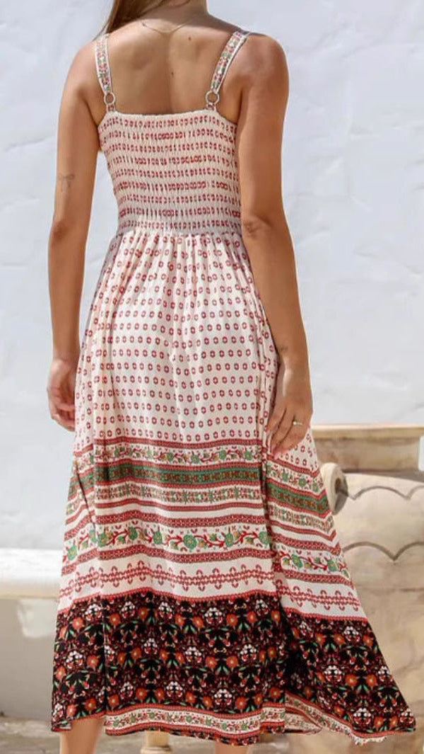 Gypsy Folk Terracotta Print Maxi Dress