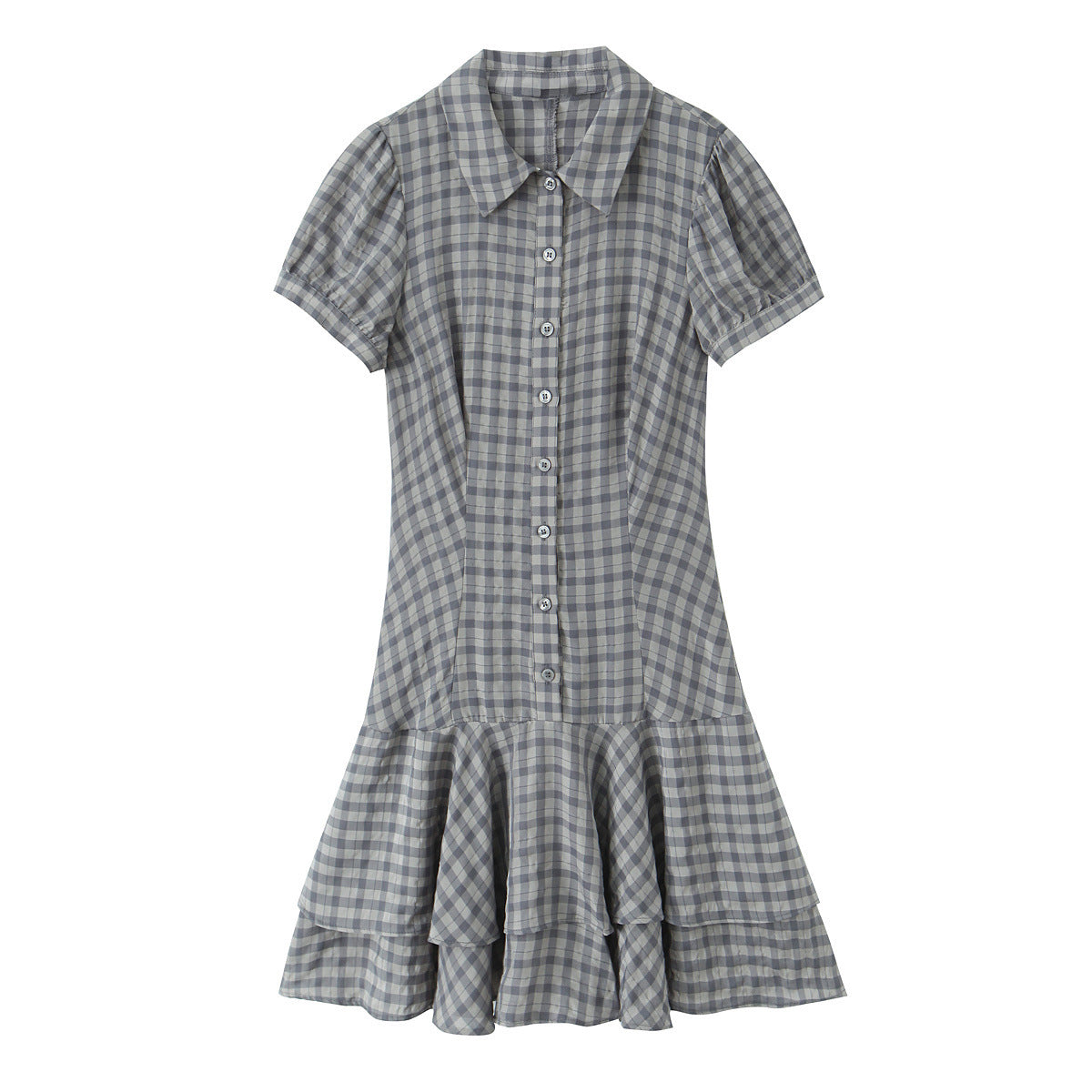 Checkered Gingham Ruffle Tiered Mini Dress