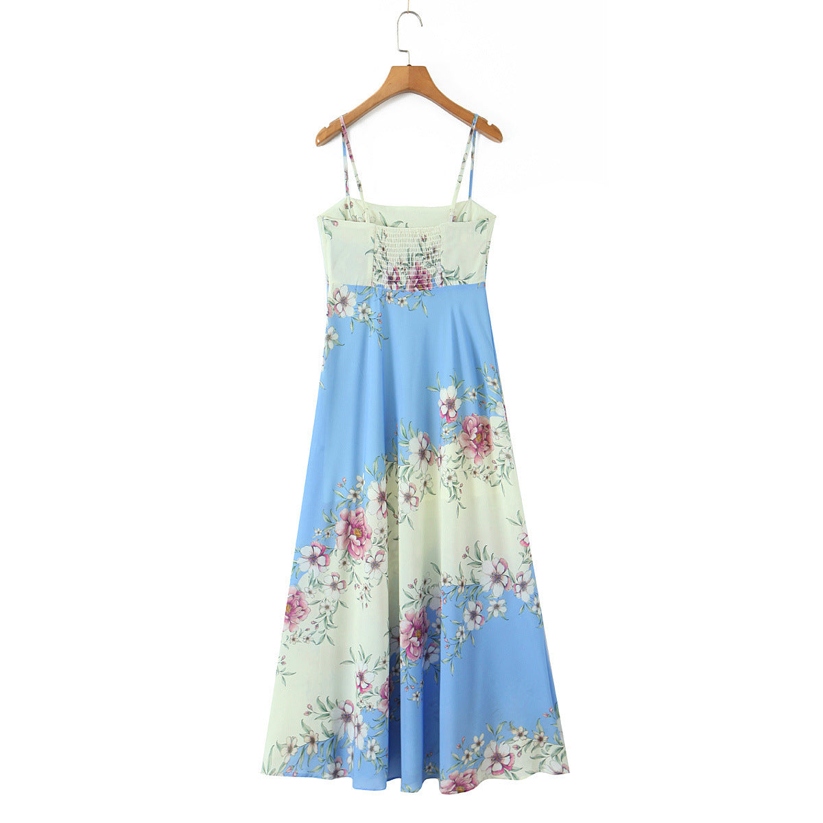 Boho Slip Sundress in Blue Mint Gradient with Blossom Print