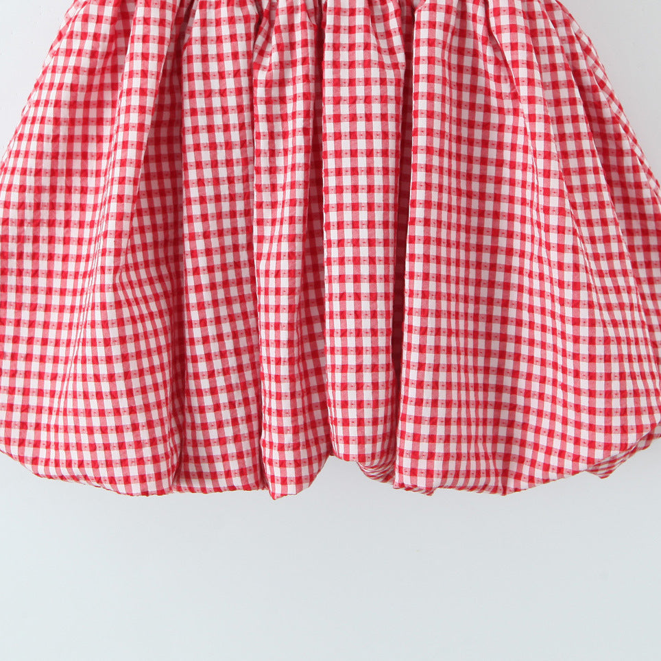 Boho Shirred Bow-Front Sundress in Classic Check