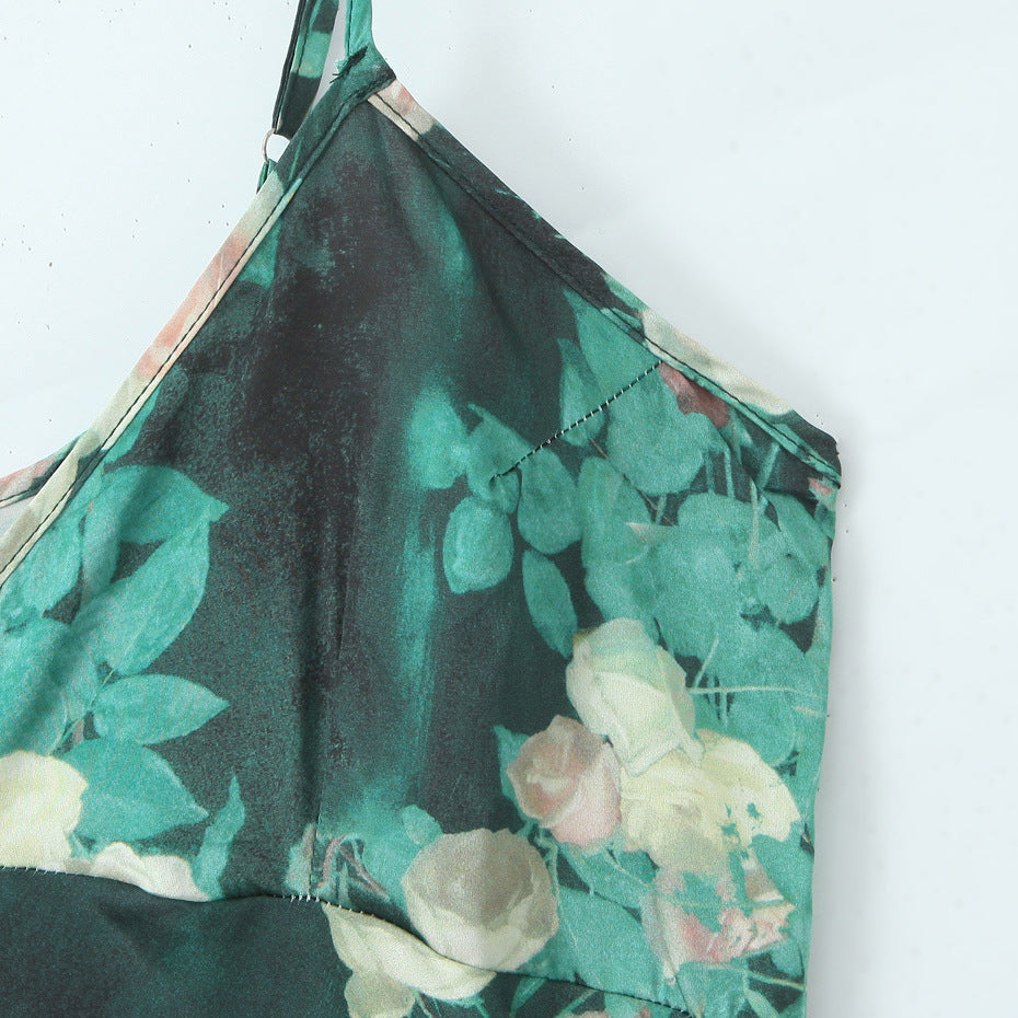 Emerald Rose Floral Slip Maxi Dress