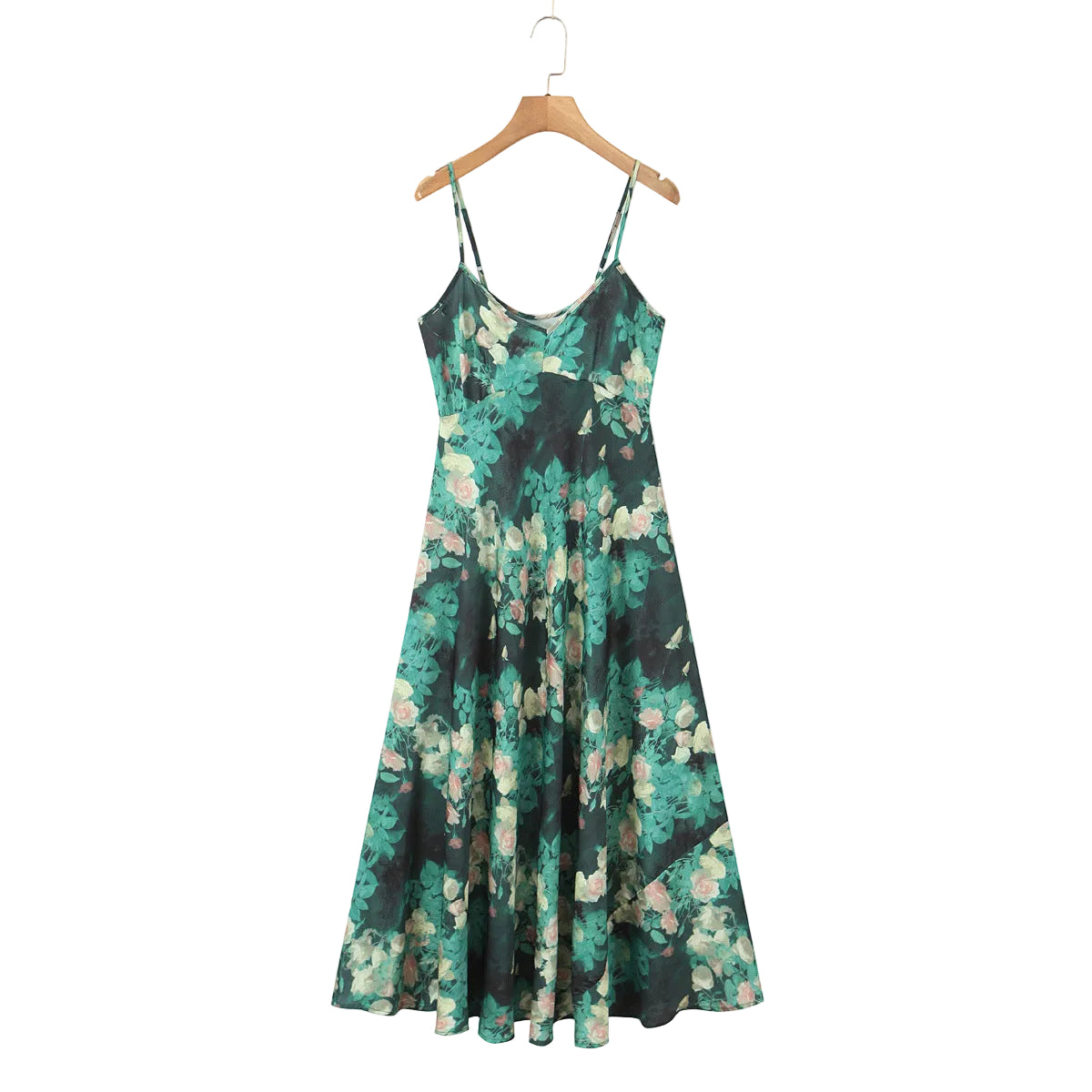 Emerald Rose Floral Slip Maxi Dress