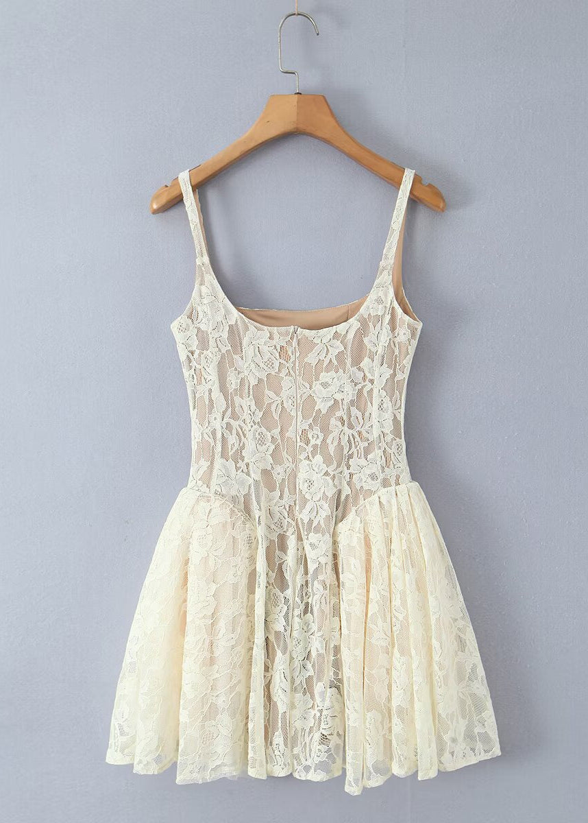 Boho Lace Babydoll Peplum Mini