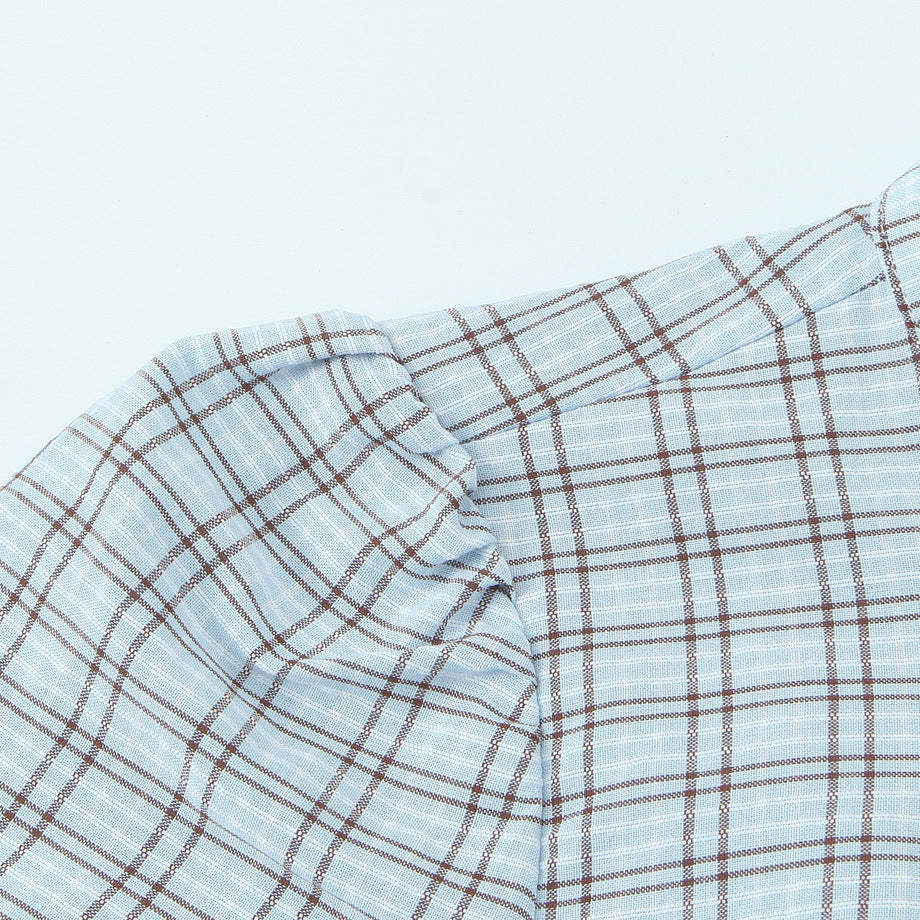 Fresh Plaid Layered Blue Gingham Ruffle Tiered Mini Dress