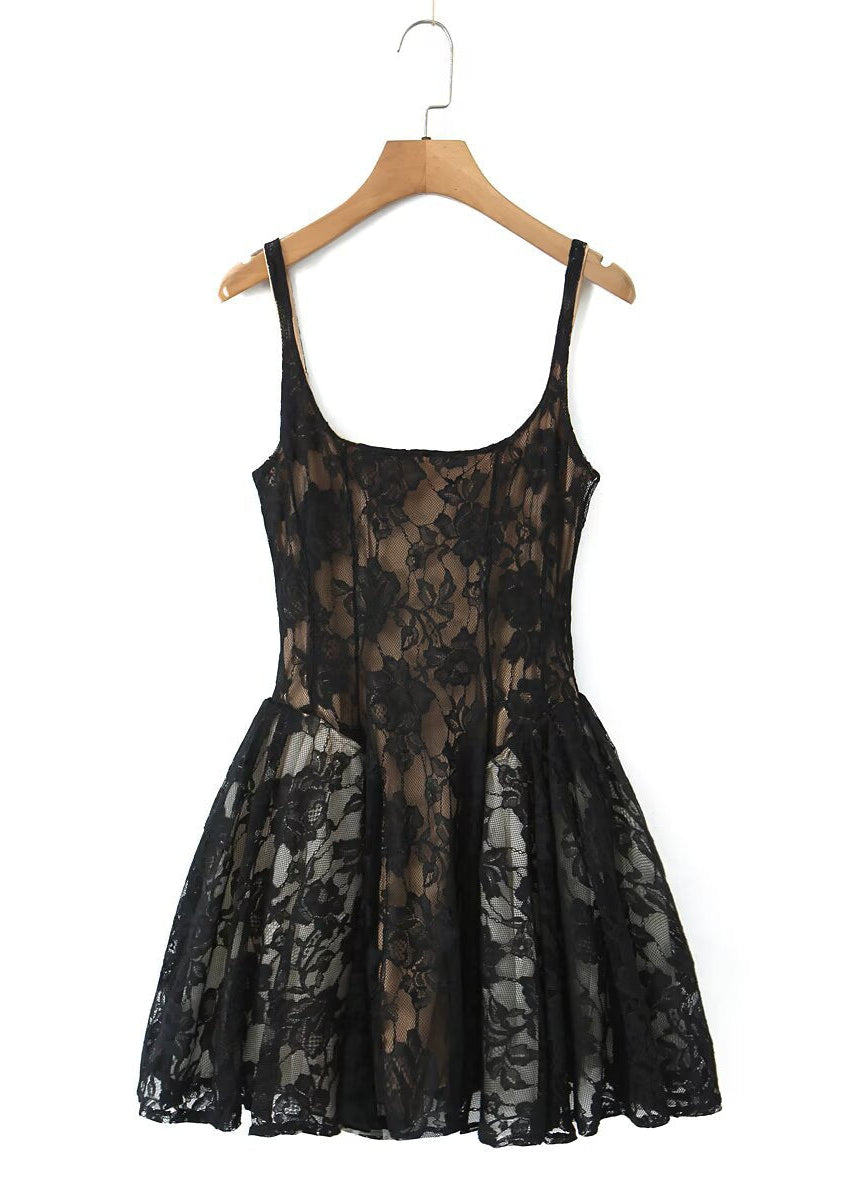 Boho Lace Babydoll Peplum Mini