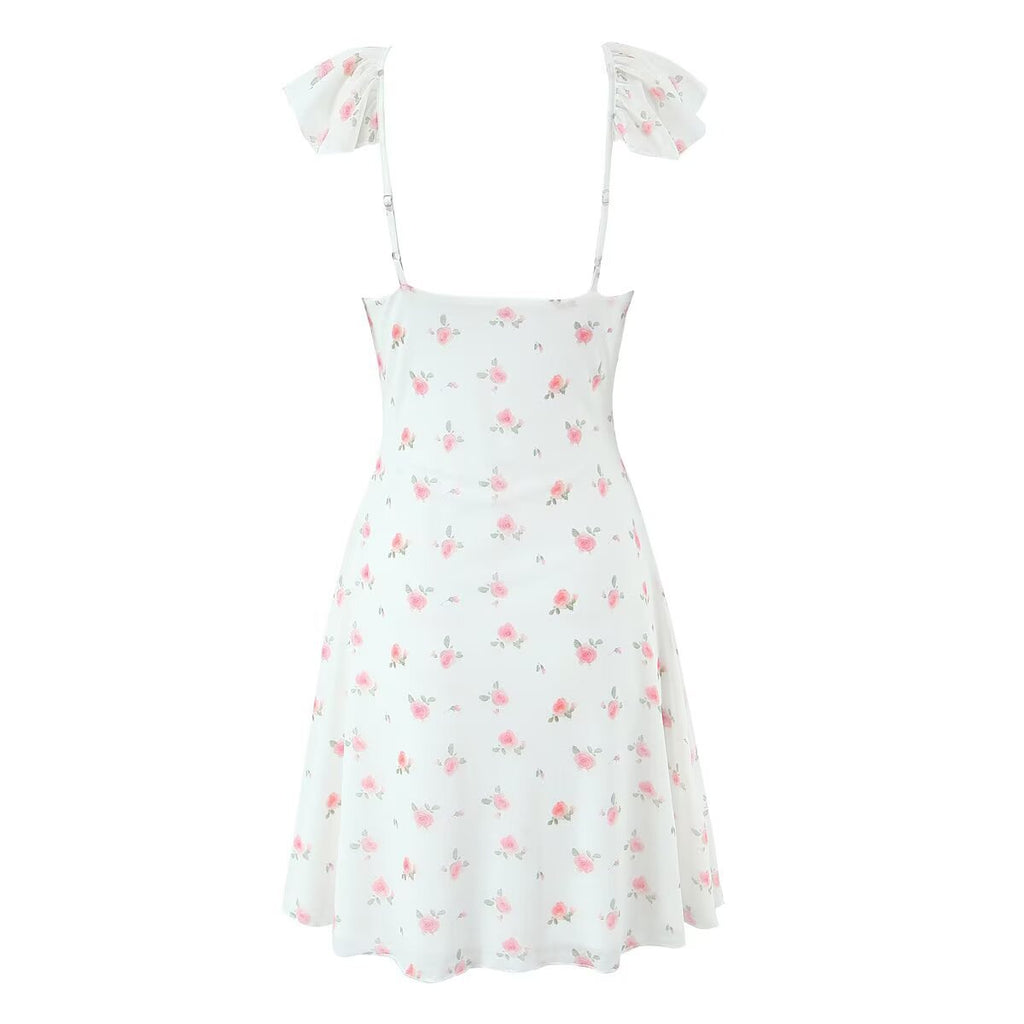 Pastel Floral Ruffle Mini Dress | Mint Floral Flutter or White Boho Ruffle Mini