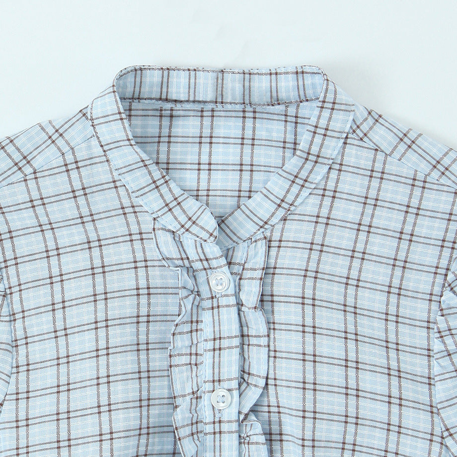 Fresh Plaid Layered Blue Gingham Ruffle Tiered Mini Dress