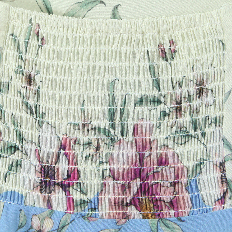 Boho Slip Sundress in Blue Mint Gradient with Blossom Print