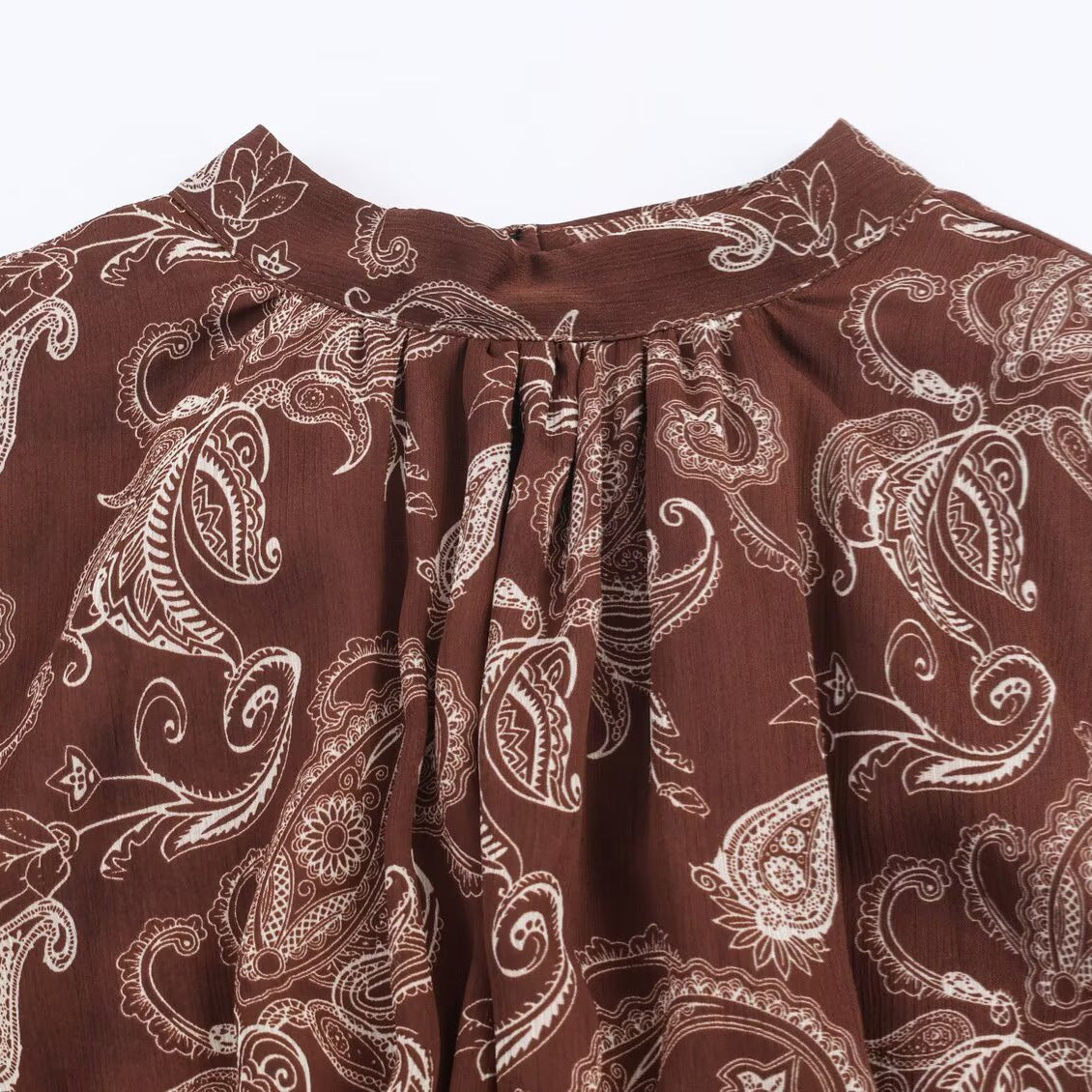 Brown Paisley High-Low Shirt Dress