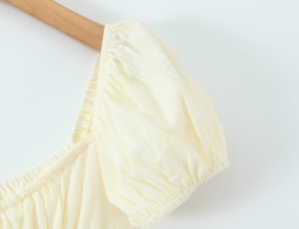 Boho Princess Cream Puff Sleeve Smocked Maxi Dress