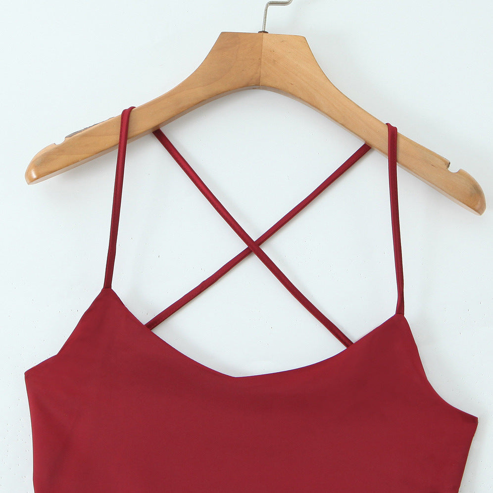 Burgundy Satin Asymmetric Ruffle Maxi Dress