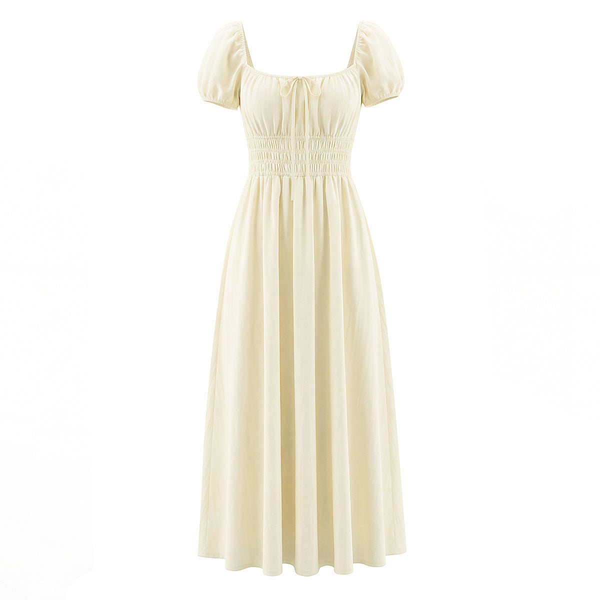 Boho Princess Cream Puff Sleeve Smocked Maxi Dress