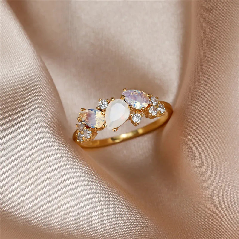 Moonstone Opal Dream Ring (Gold Filled)