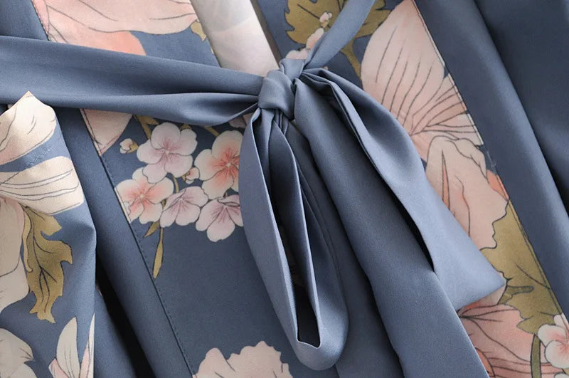 Teal Floral Maxi Kimono – Belted Boho Duster Robe Teal Floral Maxi Kimono – Belted Boho Duster Robe Kimono