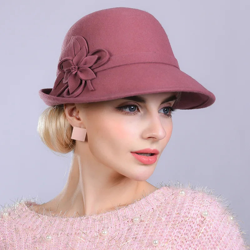 Vintage Rose Wool Cloche Fascinator Hat – 3 Romantic Colours (The Prettiest Boho Winter Hat) Dusty Rose Vintage Rose Wool Cloche Fascinator Hat – 3 Romantic Colours (The Prettiest Boho Winter Hat) Hats