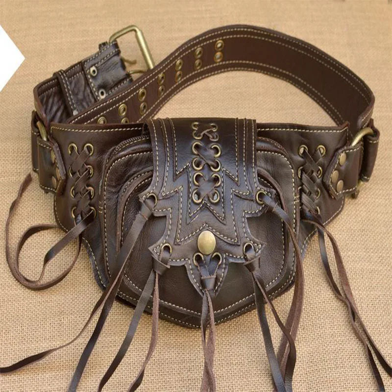 Medieval Gypsy Bohemian Pouch Bag Viking Pocket Belt Leather Wallet Steampunk Pirate Shaman Costume Accessory Cosplay For Adult