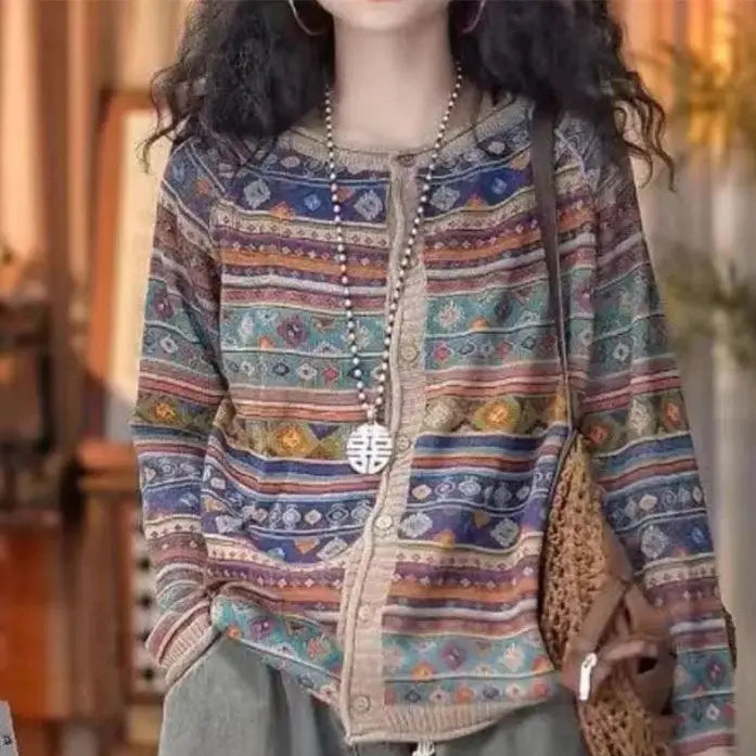 Vintage Fair Isle Button Cardigan – Rust Red / Teal Green / Multi Earth (The Perfect Boho Knit) Vintage Fair Isle Button Cardigan – Rust Red / Teal Green / Multi Earth (The Perfect Boho Knit) Cardigan