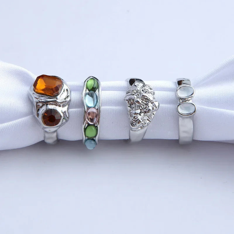 Gypsy Queen Gem Ring Set – 4-Piece Stack (Gold or Silver) Gypsy Queen Gem Ring Set – 4-Piece Stack (Gold or Silver) Rings