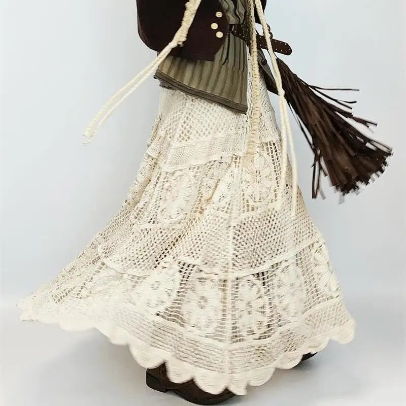 Floral Crochet Lace Maxi Dress – Boho Gypsy Layering Gown (Cream) Floral Crochet Lace Maxi Dress – Boho Gypsy Layering Gown (Cream) Dress