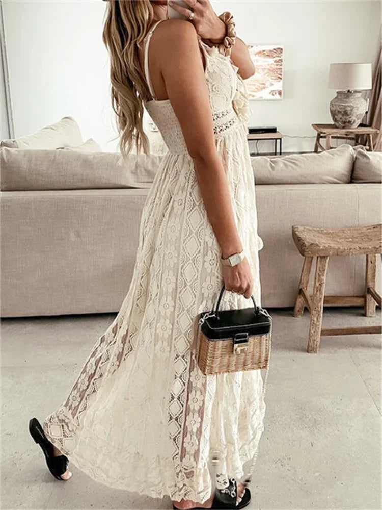 Moonflower Lace Midi Dress Ivory White/Cream GYPSY SPIRIT Moonflower Lace Midi Dress Ivory White/Cream GYPSY SPIRIT