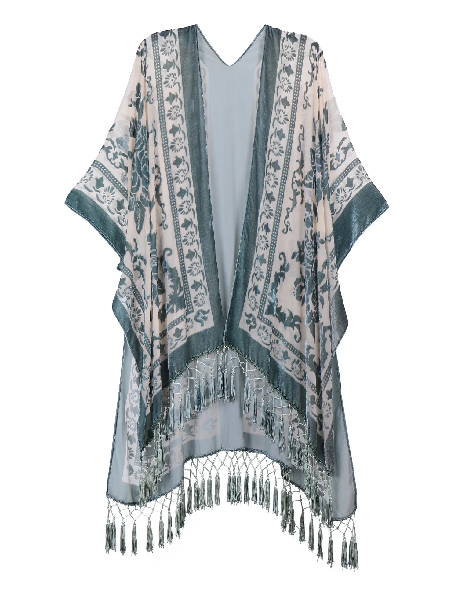 WeHello Bohemian burnt plush kimono Women's long Purple Tassel Beach Cover-up  Holiday Casual Cardigan Shawl JYPF-20