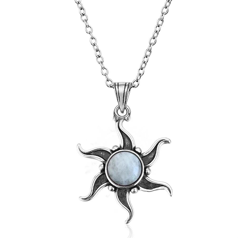Celestial Sun Pendant Necklace – Natural Labradorite, Charoite, or Moonstone Moonstone Celestial Sun Pendant Necklace – Natural Labradorite, Charoite, or Moonstone Necklace