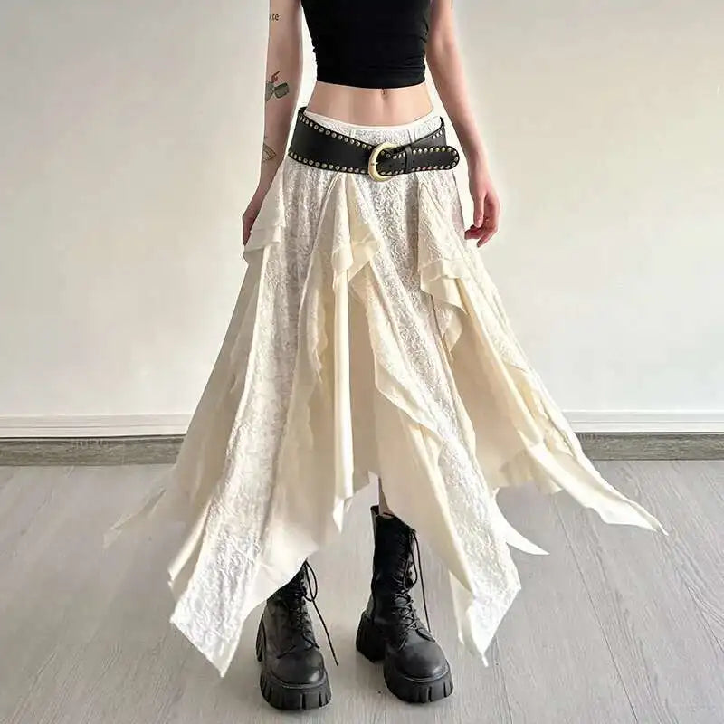 Asymmetric Lace High-Low Skirt | Boho Festival Gypsy
