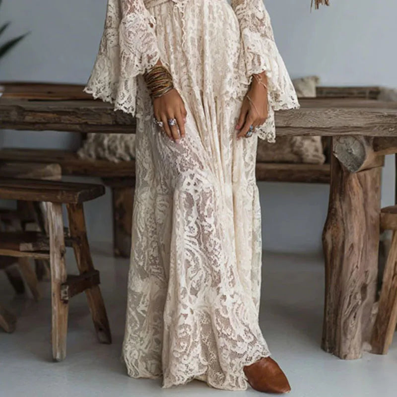 Midnight Spell Lace Maxi Dress – Black or Antique Cream (Gypsy Spirit Icon)