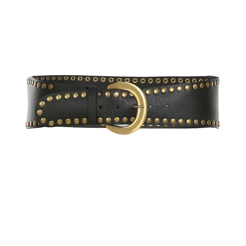 Wide Studded Leather Belt | Boho Festival Statement