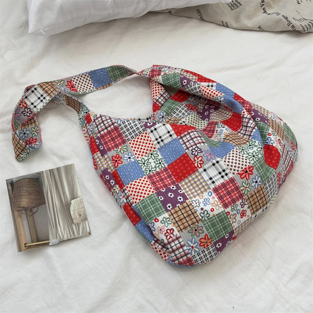 Patchwork Corduroy Tote Bag – Boho Slouchy Shoulder (Pattern 1 / Pattern 2) Pattern 2 Patchwork Corduroy Tote Bag – Boho Slouchy Shoulder (Pattern 1 / Pattern 2) Bags