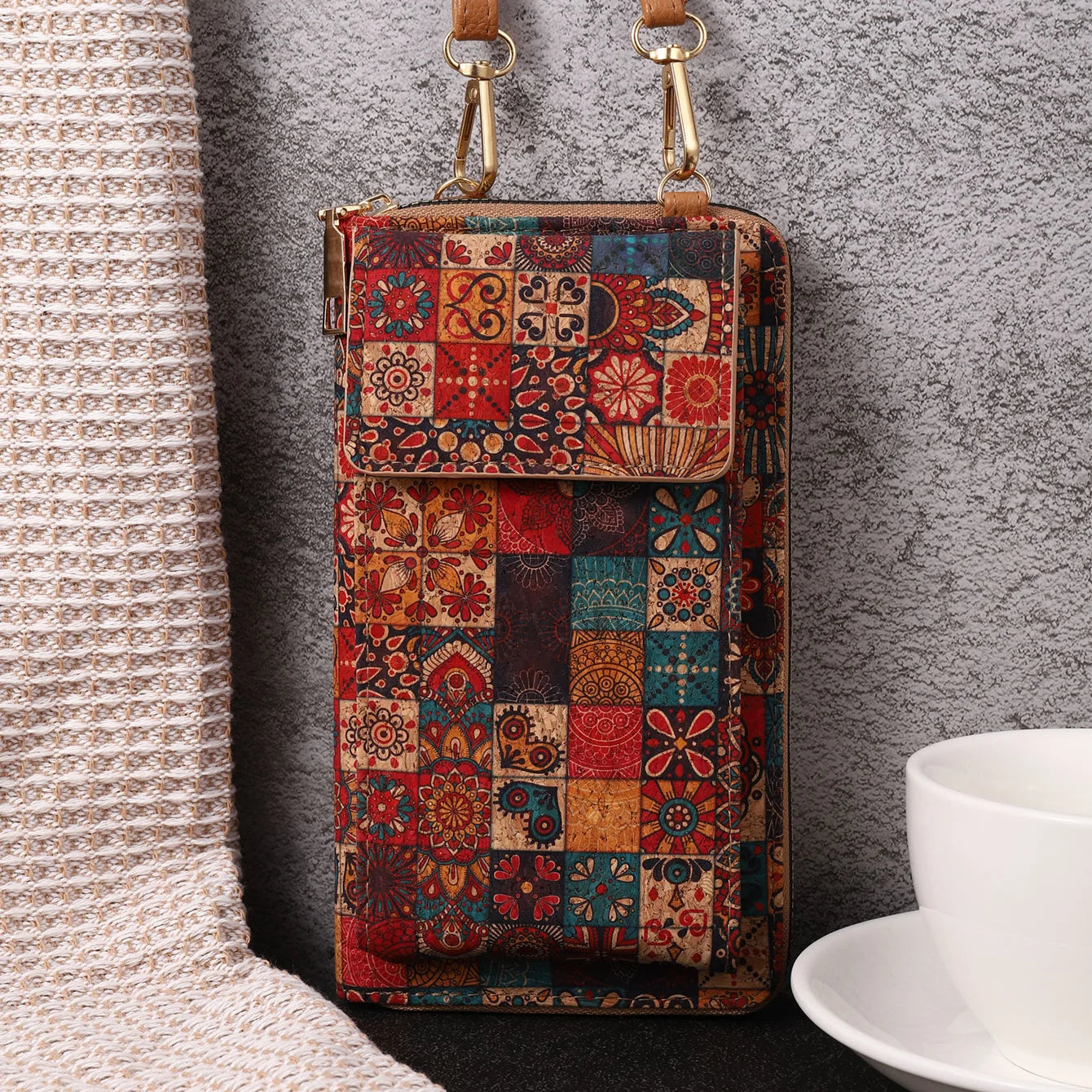 Retro Versatile Shoulder Bag Multi Functional Large Capacity Phone Bag with Bosnian Style Adjustable Crossbody Bag