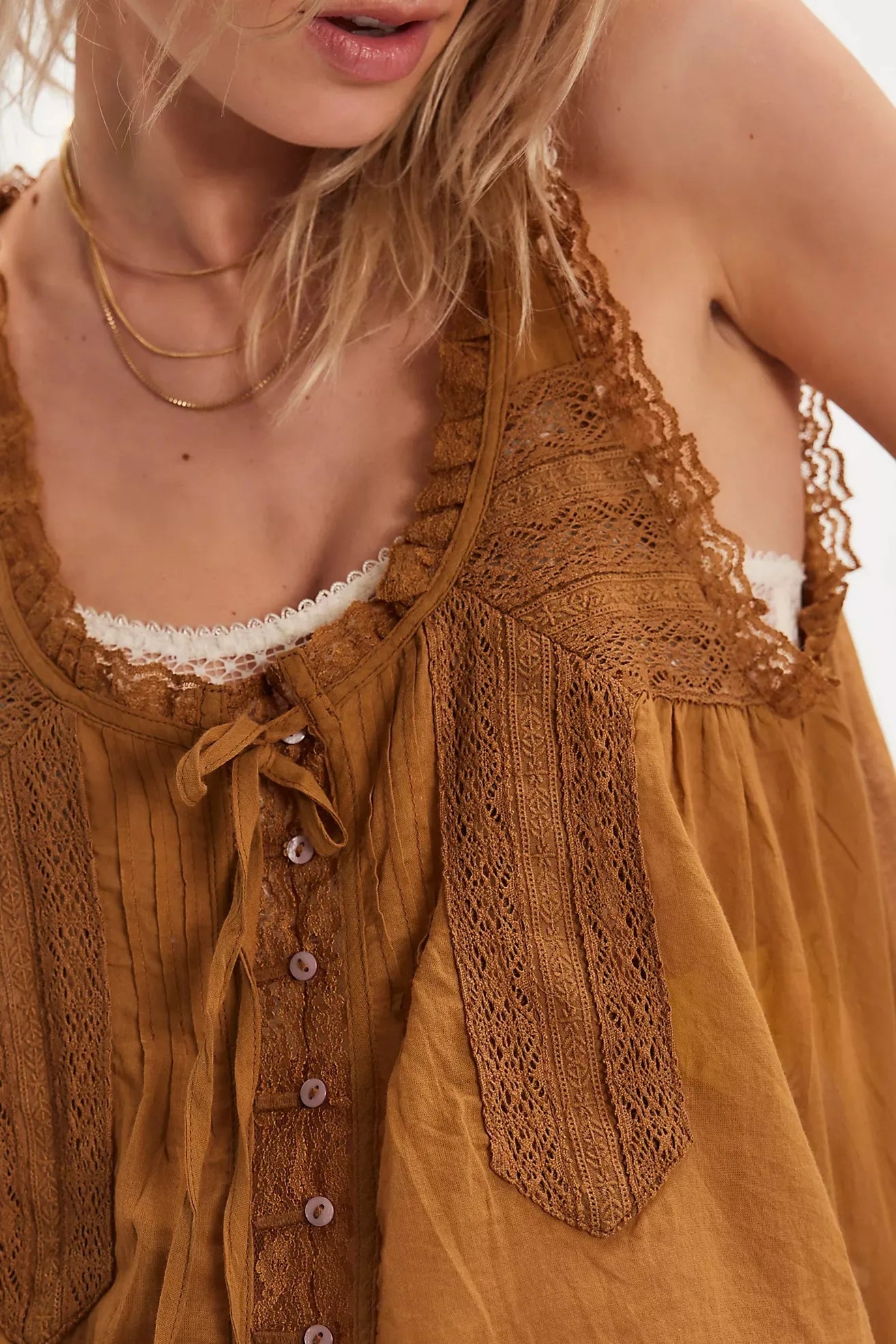 Lace Trim Linen Cami & Pants Set | Boho Gypsy Lounge