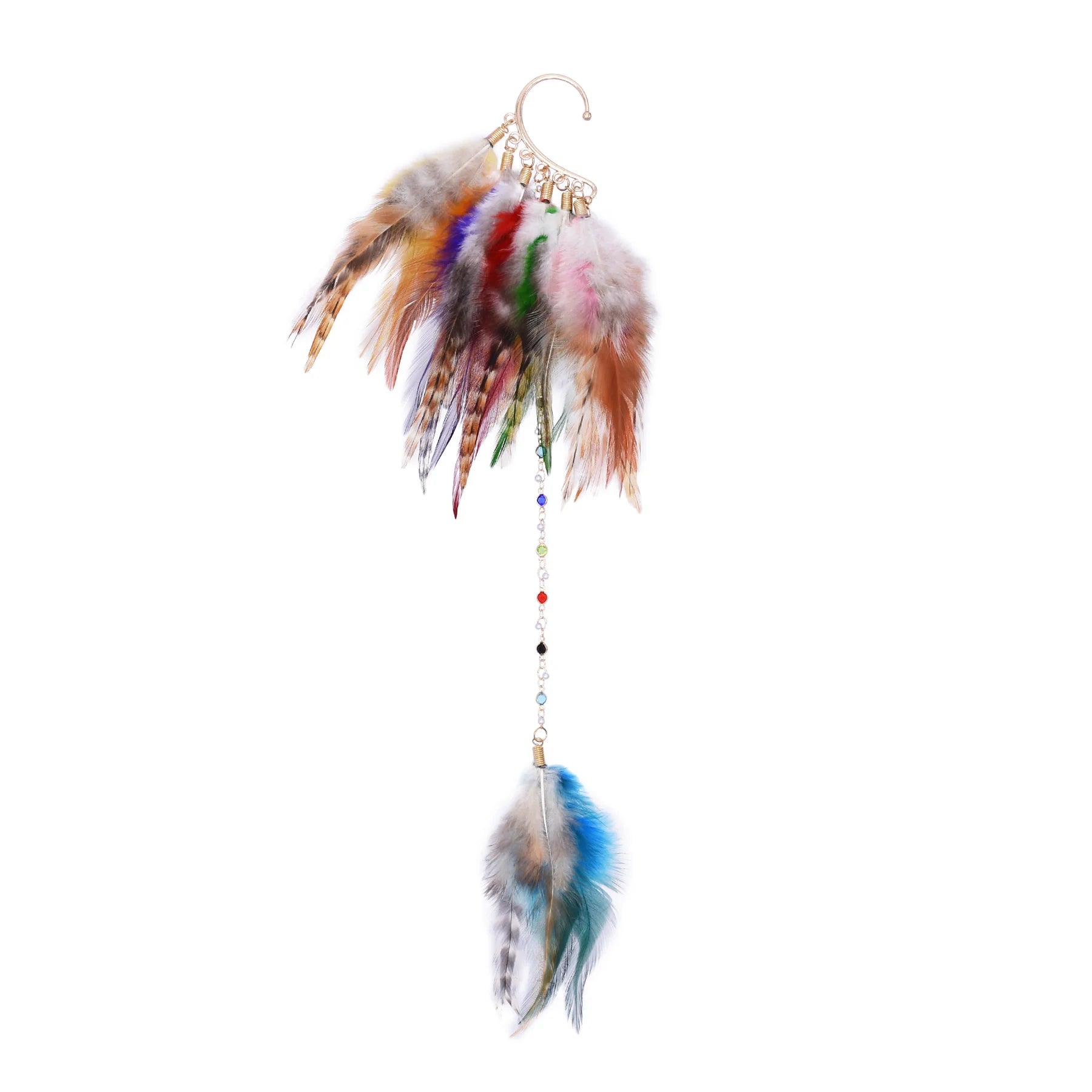 Gypsy Feather Dreamcatcher Earring – Single Statement Piece (5 Boho Colourways) Rainbow Burst Gypsy Feather Dreamcatcher Earring – Single Statement Piece (5 Boho Colourways) Earings