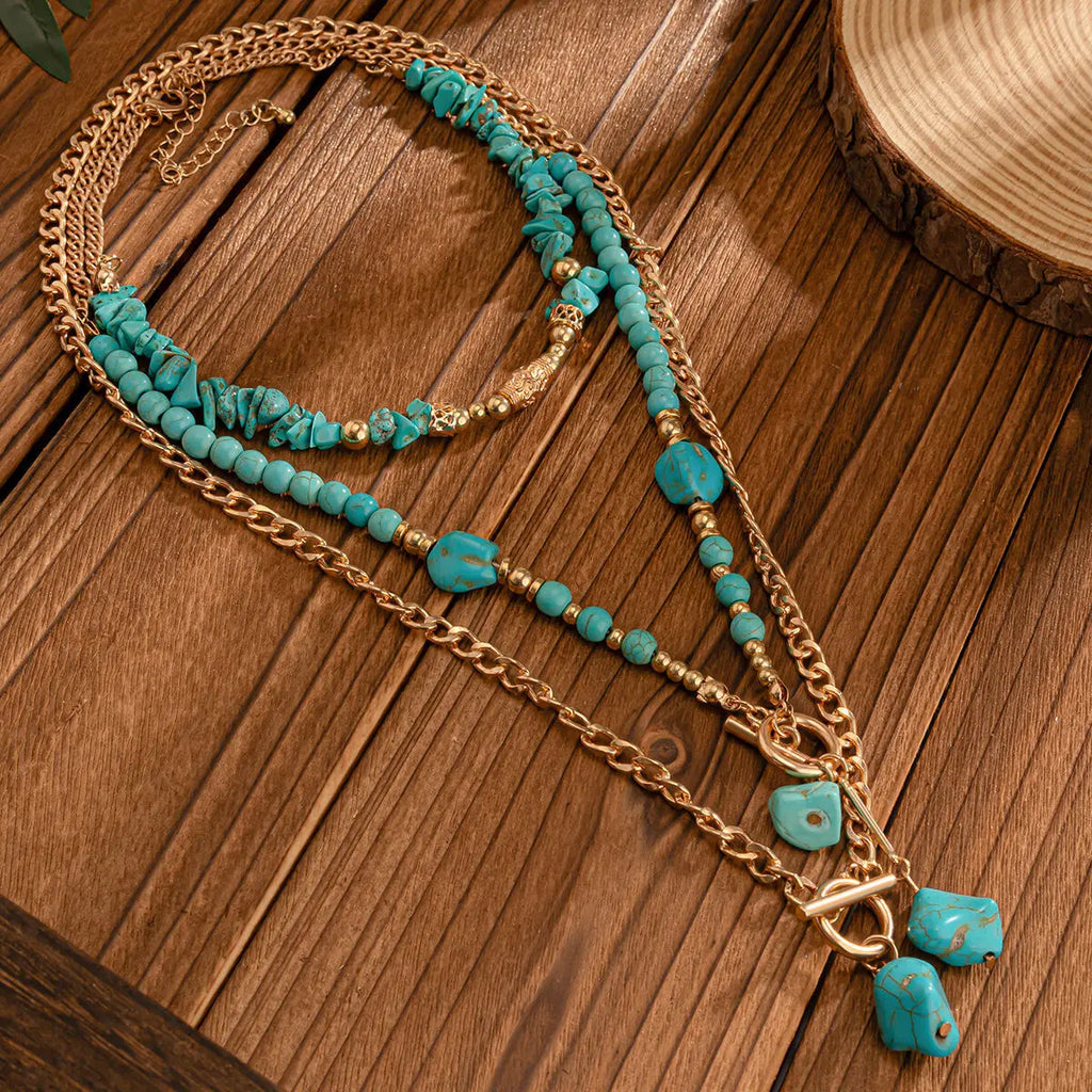 Desert Queen Turquoise Layered Choker Set – 3-Piece Gold Necklace Stack Desert Queen Turquoise Layered Choker Set – 3-Piece Gold Necklace Stack Necklace