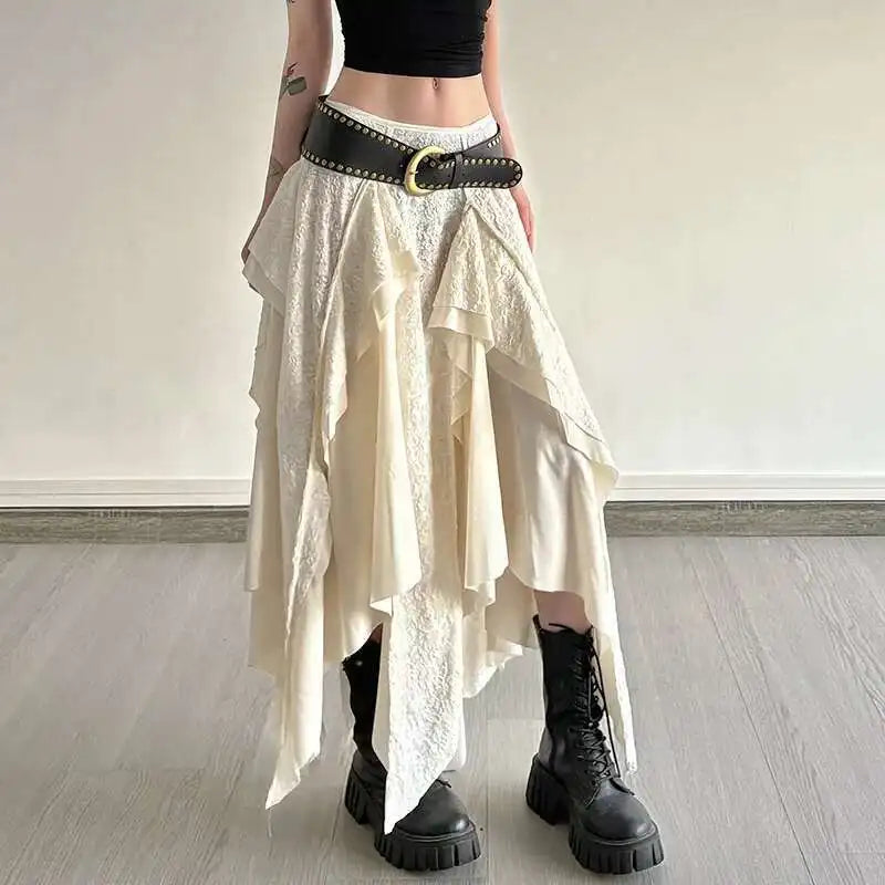 Asymmetric Lace High-Low Skirt | Boho Festival Gypsy