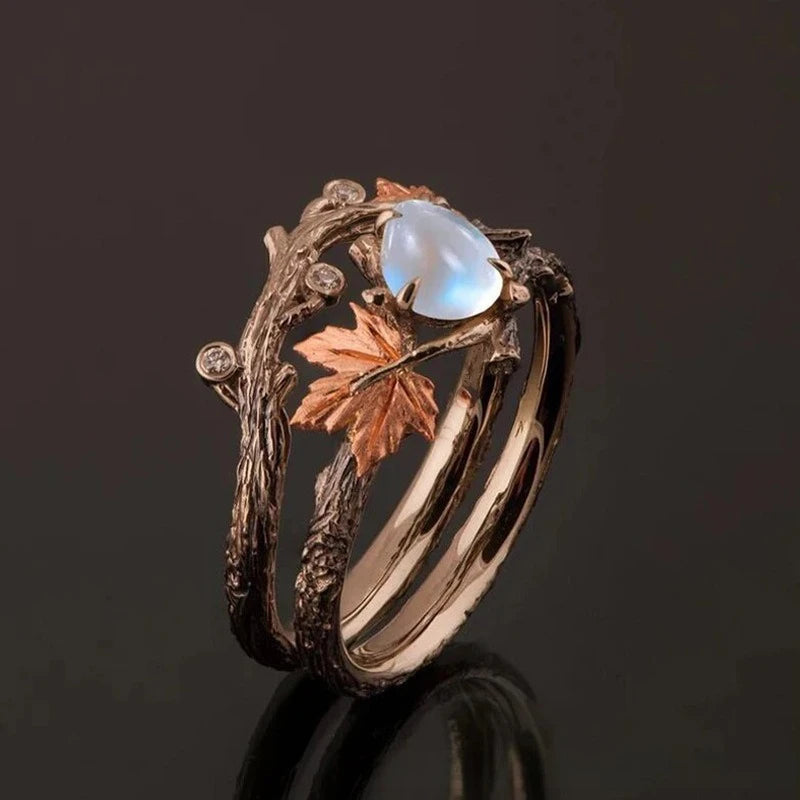 Enchanted Forest Moonstone Leaf Ring – Adjustable Signature Piece Enchanted Forest Moonstone Leaf Ring – Adjustable Signature Piece Rings