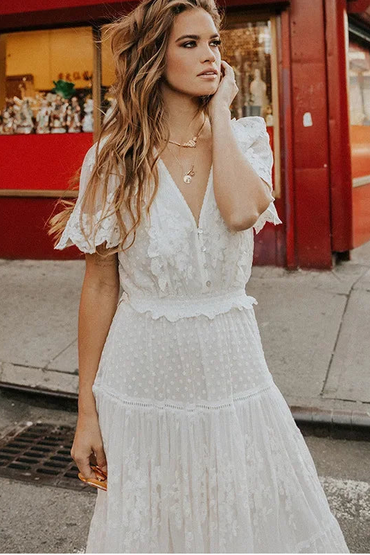 Ivory Lace Overlay Maxi Dress – True Boho Romance