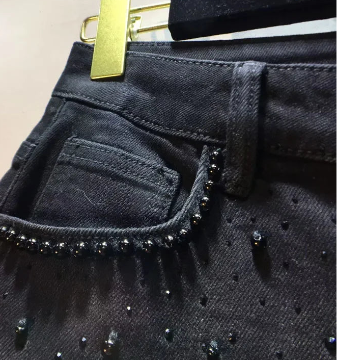 Black Lace Overlay Wide-Leg Jeans | Boho Festival Statement