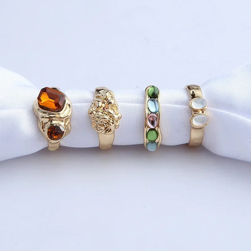 Gypsy Queen Gem Ring Set – 4-Piece Stack (Gold or Silver) Gypsy Queen Gem Ring Set – 4-Piece Stack (Gold or Silver) Rings