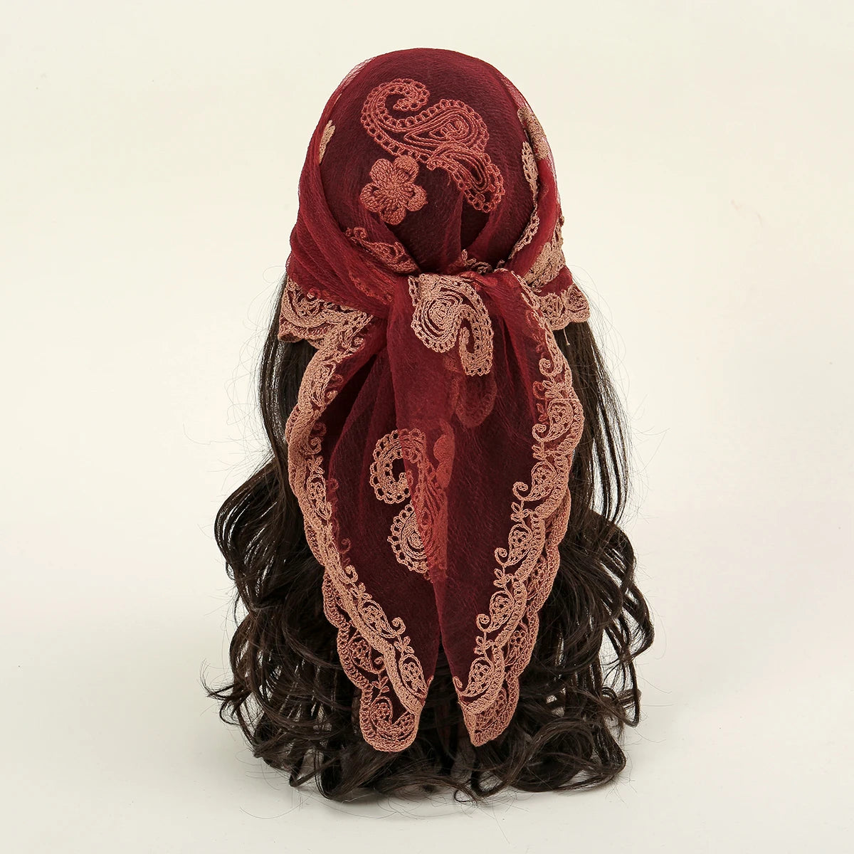 Paisley Lace Edge Scarf – Romantic Boho Gypsy Headscarf Veil