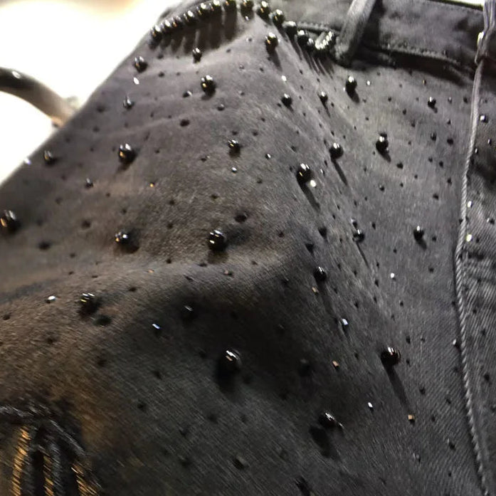 Black Lace Overlay Wide-Leg Jeans | Boho Festival Statement