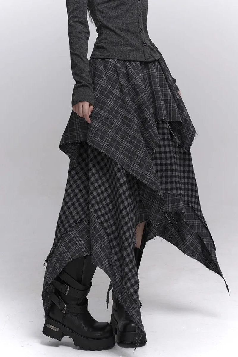 Y2K Boho Grunge Asymmetric Skirt